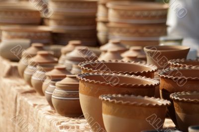 Clay pots made manually