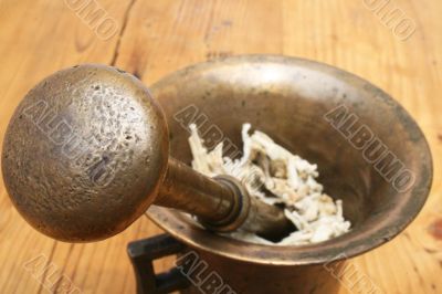 Antique mortar and pestle
