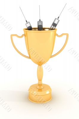 Problems of a dope in sports. 3D image.