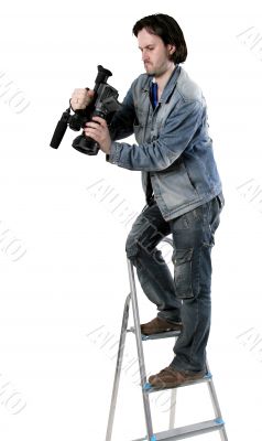 isolated working cameraman