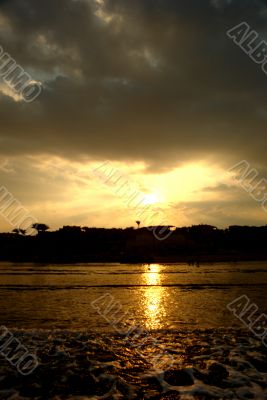 View of the sunset from the beach