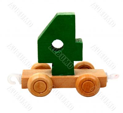 isolated wooden number four
