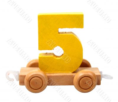 isolated wooden number five