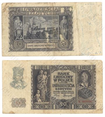 old Polish banknote 1940