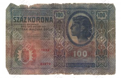 very old Hungarian banknote 1912