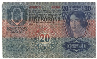 very old Hungarian banknote 1913