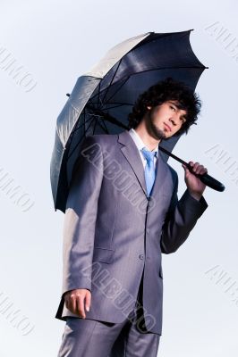 Man with umbrella