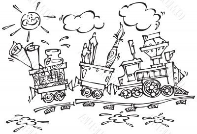 Baby train with pencils and brushes_Black