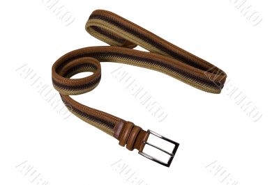 convolute brown belt with buckle and form letter z