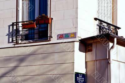Mosaic on the house in Paris Mosaic on the house in Paris