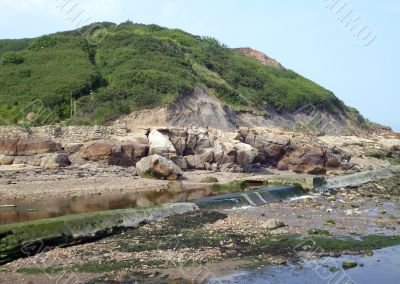 Rock pools by seashore