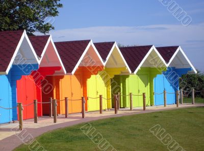 Colorful seaside beach chalets