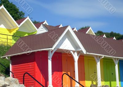 Colorful seaside beach chalets