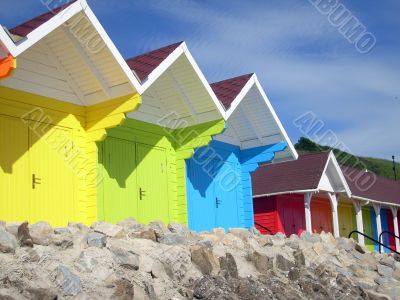 Colorful seaside beach chalets