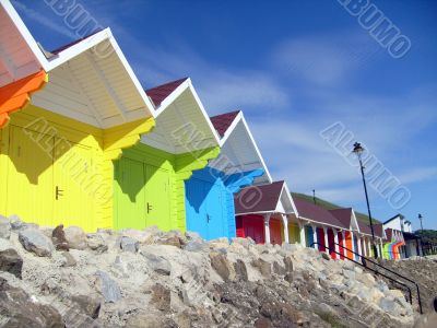 Colorful seaside beach chalets