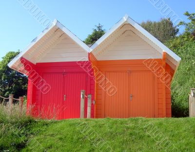 Colorful seaside beach chalets