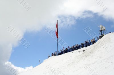 Skis on mountainside Skis on mountainside