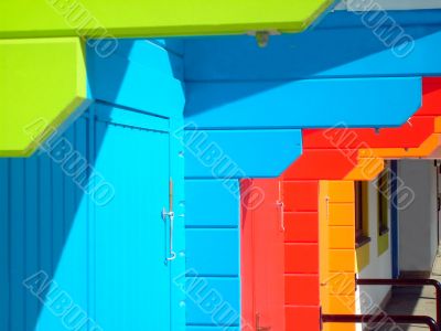 Colorful seaside beach chalets Colorful seaside beach chalets