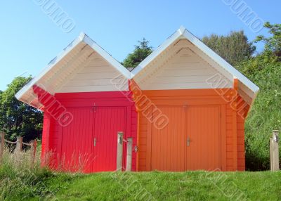 Colorful seaside beach chalets