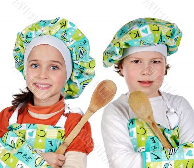 Children learning to cook