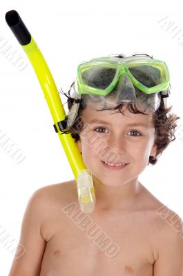 Child with diving mask