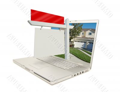 Blank Real Estate Sign &amp; Laptop