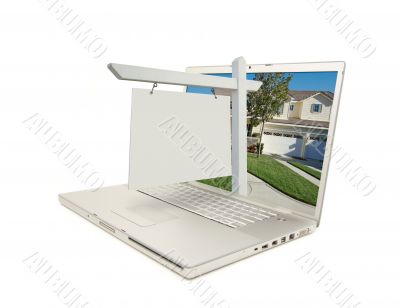 Blank Real Estate Sign &amp; Laptop