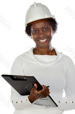 Woman engineer writing Woman engineer writing