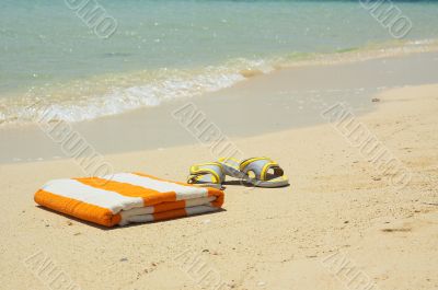 Slantsy of beach and towel at a sea. Slantsy of beach and towel at a sea.
