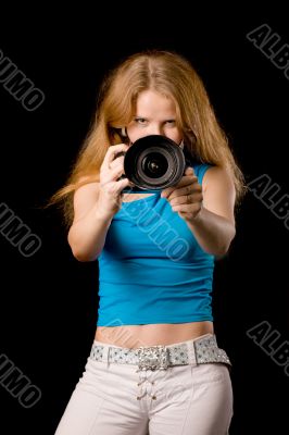 woman with camera woman with camera