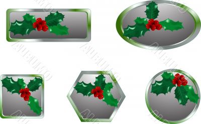 Buttons with holly Buttons with holly