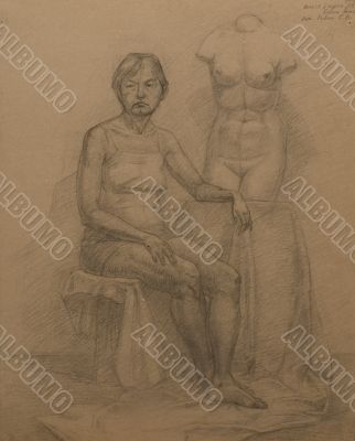 old woman and torso Venus
