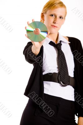 Business woman and a CD Business woman and a CD