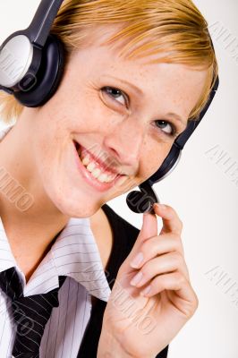 Smiling helpdesk woman
