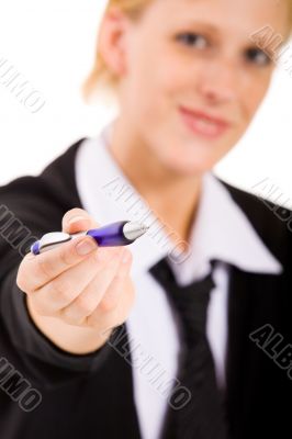 Business woman with a pen