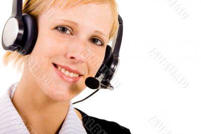 Helpdesk woman with a headset