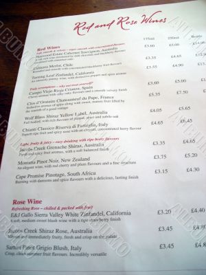 Wine list