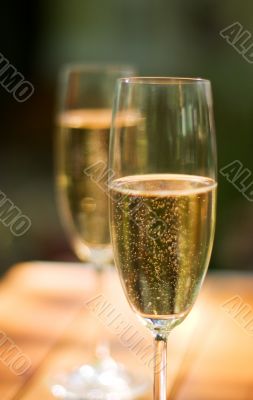 two champagne glasses