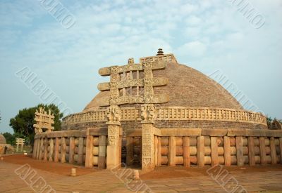 Stupa in Sanchi at sunset