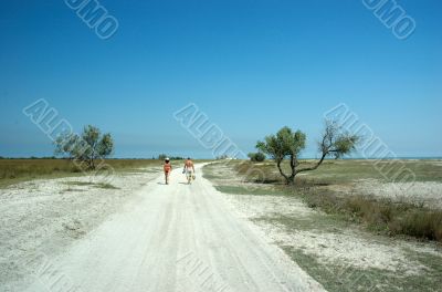 Road on the deserted uninhabited island