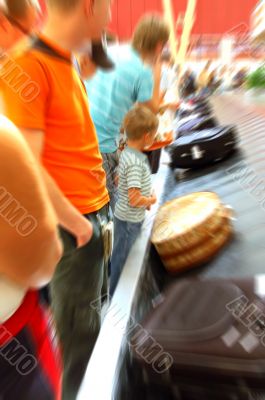 airport arrival baggage blurred