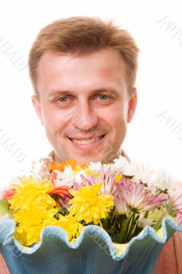 man with flowers