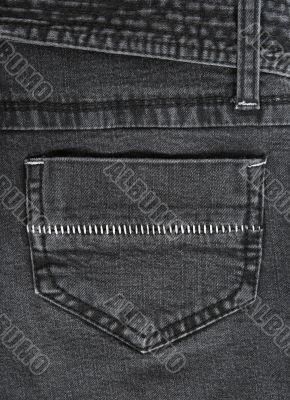 Black jeans pocket with white stitches