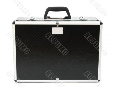 Black case with empty label for copy Black case with empty label for copy