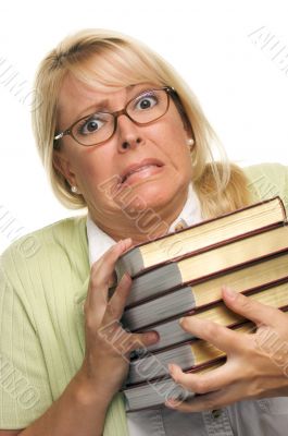 Attractive Woman with Her Books