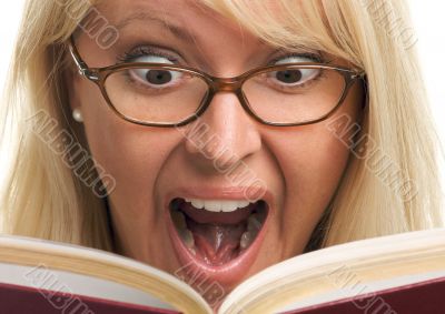 Attractive Woman Taken Back While Reading