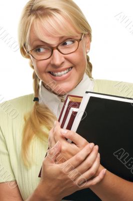 Cute Student with Retainer Carrying Her Books