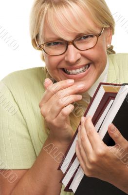 Cute Student with Retainer Carrying Her Books