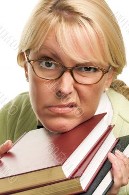 Attractive Woman with Her Books