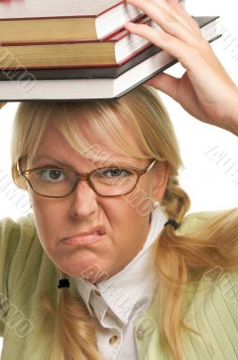 Attractive Woman with Her Books